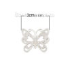 Picture of 304 Stainless Steel Embellishments Butterfly Animal Silver Tone Filigree 30mm(1 1/8") x 29mm(1 1/8"), 5 PCs