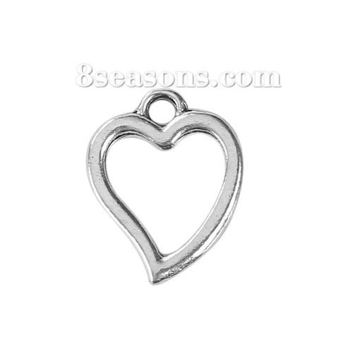 Immagine di Lega di Zinco Charms Cuore Argento Antico 16mm x 12mm , 20 Pz