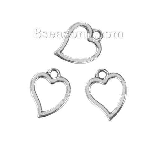 Immagine di Lega di Zinco Charms Cuore Argento Antico 16mm x 12mm , 20 Pz