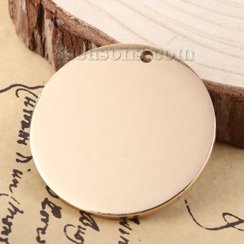 Immagine di Lega di Alluminio Ciondoli Tondo Oro Opaco Trafila 42mm Dia, 1 Pz