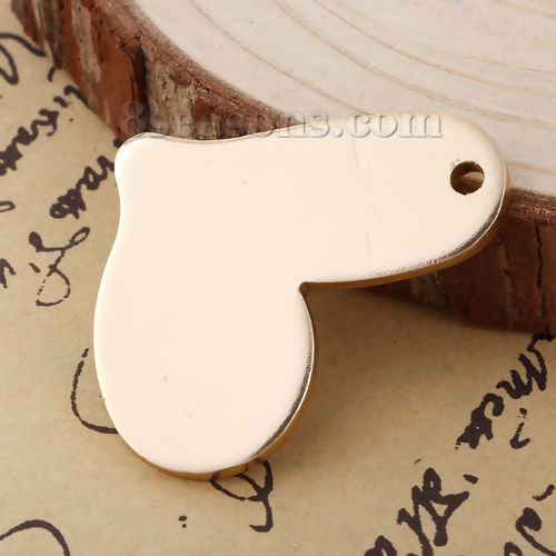 Immagine di Lega di Alluminio Ciondoli Cuore Oro Opaco Trafila 44mm x 33mm , 1 Pz