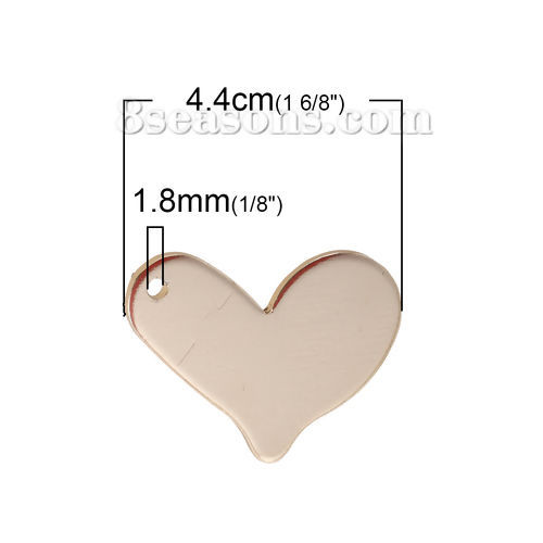 Immagine di Lega di Alluminio Ciondoli Cuore Oro Opaco Trafila 44mm x 33mm , 1 Pz