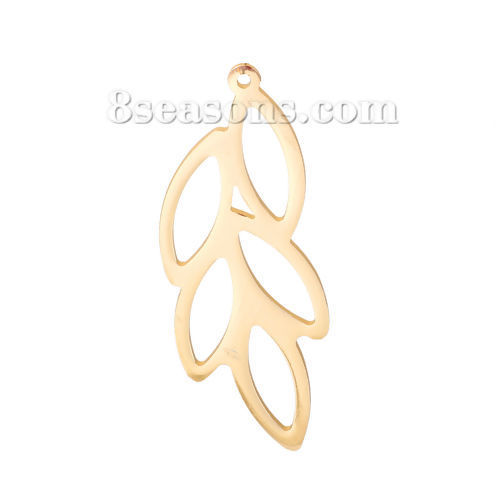 Immagine di Lega di Alluminio Ciondoli Foglia Oro Opaco Trafila 95mm x 35mm , 1 Pz
