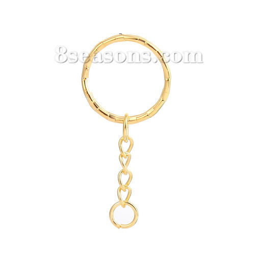 Imagen de Hierro Llaveros Chapado en Oro Anillo 53mm, 30 Unidades