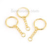Picture of Iron Based Alloy Keychain & Keyring Gold Plated Circle Ring 53mm, 30 PCs