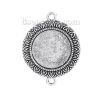 Picture of Zinc Based Alloy Connectors Round Antique Silver Color Carved Carved Cabochon Settings (Fits 20mm Dia.) 37mm(1 4/8") x 29mm(1 1/8"), 10 PCs