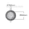Picture of Zinc Based Alloy Connectors Round Antique Silver Color Carved Carved Cabochon Settings (Fits 20mm Dia.) 37mm(1 4/8") x 29mm(1 1/8"), 10 PCs