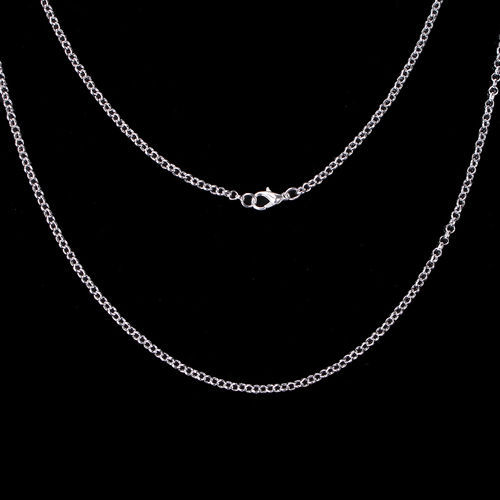 合金 ロールチェーン ネックレス 銀メッキ 81cm長さ、 チェーンサイズ: 3.2mm、 1 セット （ 12 個/セット） の画像
