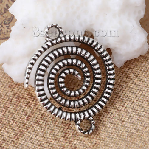 Picture of Zinc Based Alloy Connectors Spiral Antique Silver Color 22mm x 18mm, 10 PCs