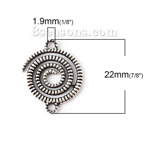 Picture of Zinc Based Alloy Connectors Spiral Antique Silver Color 22mm x 18mm, 10 PCs
