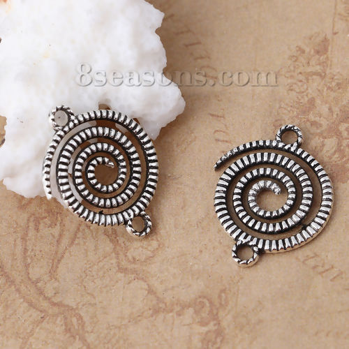 Picture of Zinc Based Alloy Connectors Spiral Antique Silver Color 22mm x 18mm, 10 PCs