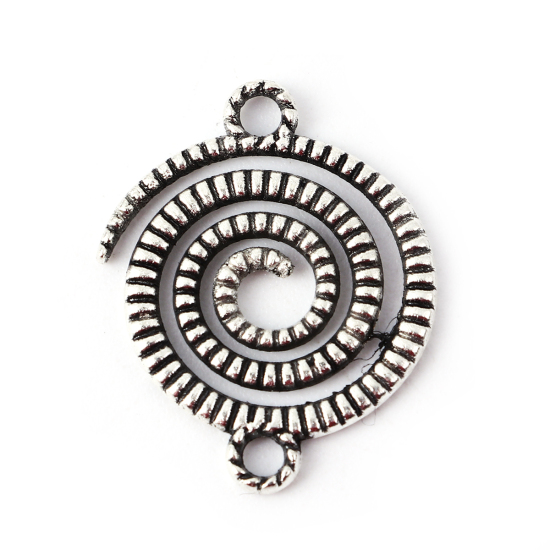 Picture of Zinc Based Alloy Connectors Spiral Antique Silver Color 22mm x 18mm, 10 PCs