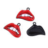Picture of 5 PCs Zinc Based Alloy Charms Black White & Red Lip 28mm x 22mm