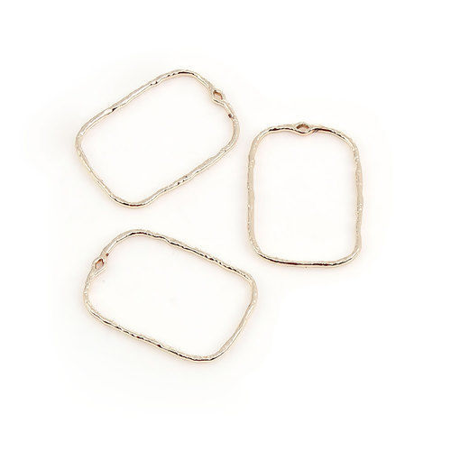 Immagine di Lega di Zinco Ciondoli Rettangolo Oro Chiaro 40mm x 28mm , 10 Pz
