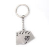 Picture of Keychain & Keyring Poker Card Silver Tone Black Sapdes Enamel 90mm x 30mm, 1 Piece