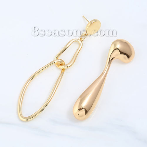 Image de Boucles d'Oreilles Doré Irrégulier 8cm x2cm, 6cm long, 1 Paire