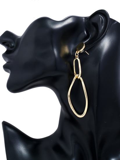 Image de Boucles d'Oreilles Doré Irrégulier 8cm x2cm, 6cm long, 1 Paire