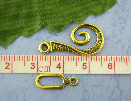 Image de Fermoir Toggle Tourbillon Or Vieilli 16mm x 6mm 26mm x 12mm, 30 Kits
