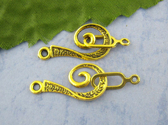 Image de Fermoir Toggle Tourbillon Or Vieilli 16mm x 6mm 26mm x 12mm, 30 Kits