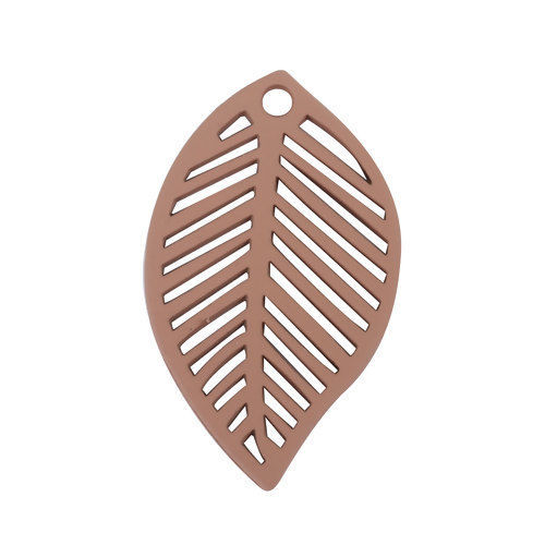 Immagine di Lega di Zinco Charms Foglia Colore del Caffè Filigrana 28mm x 17mm , 10 Pz