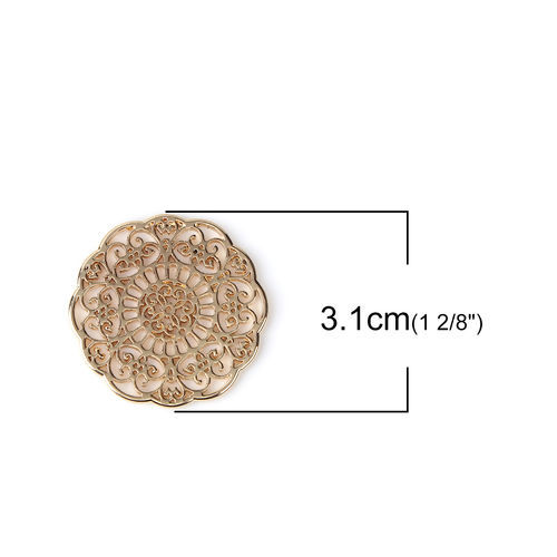Image de Connecteurs en Alliage de Zinc Fleur Doré Fleurs Creuses 31mm x 31mm, 10 Pcs
