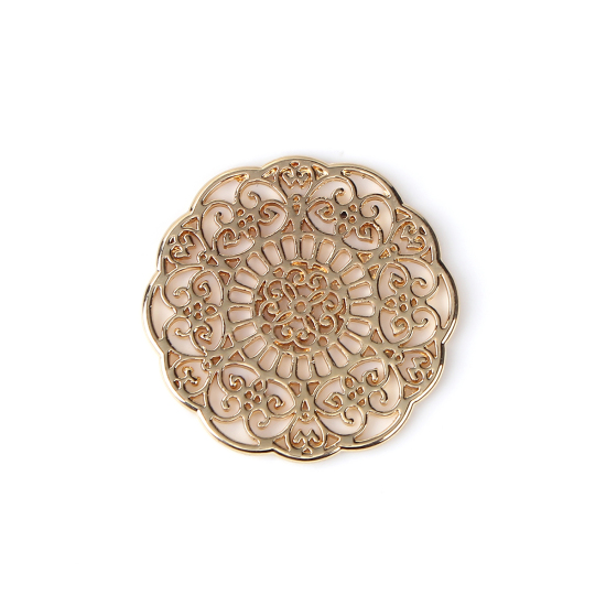 Image de Connecteurs en Alliage de Zinc Fleur Doré Fleurs Creuses 31mm x 31mm, 10 Pcs