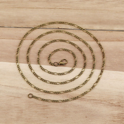 合金 3:1 フィガロチェーン ネックレス 銅古美 77cm長さ、 チェーンサイズ: 3x2.5mm 6x2.8mm、 1 パック （ 12 個/パック） の画像