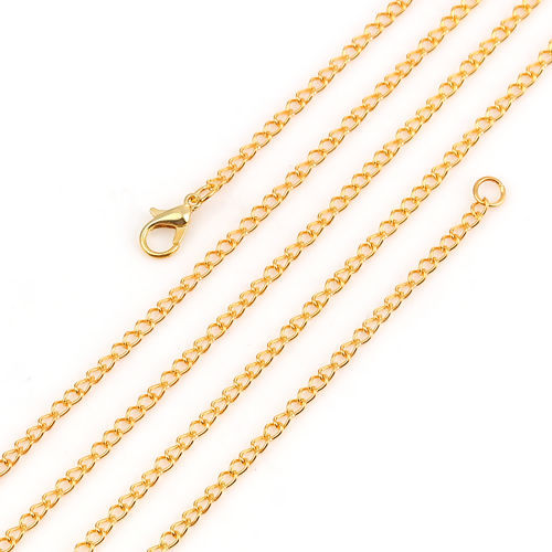 合金 喜平チェーン ネックレス 金メッキ 77cm長さ、 チェーンサイズ: 4x2.5mm、 1 パック （ 12 個/パック） の画像