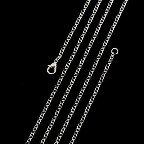 合金 喜平チェーン ネックレス シルバートーン 80.5cm長さ、 チェーンサイズ: 4x2.7mm、 1 パック （ 12 個/パック） の画像