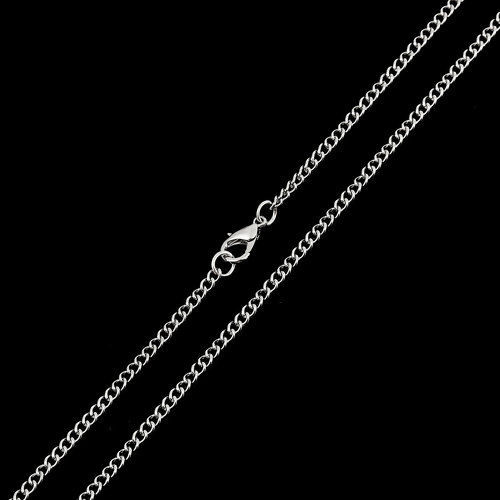 合金 喜平チェーン ネックレス シルバートーン 80.5cm長さ、 チェーンサイズ: 4x2.7mm、 1 パック （ 12 個/パック） の画像