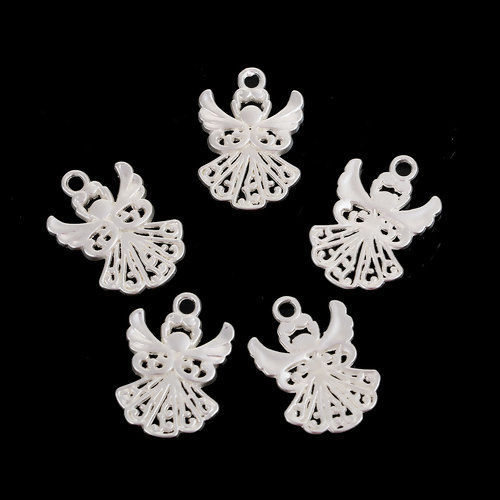 Imagen de Zamak Colgantes Charms Ángel Plata mate 20mm x 14mm, 5 Unidades