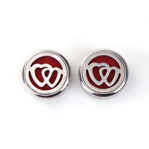 Image de 20mm Bouton Pression pour Bracelet Bouton Pression en Laiton & Acier Inoxydable Rond Argent Mat Rouge Tampons en Feutre de Diffuseurs d'Huile Cœur, Taille de Poignée: 5.5mm, 1 Pièce