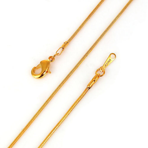 Image de Colliers de Chaînes en Cuivre Doré Chaîne Maille Serpent 41cm long, 1.3mm, 5 Pcs