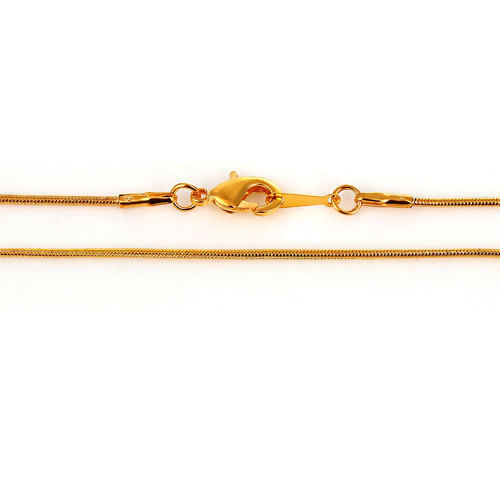 Image de Colliers de Chaînes en Cuivre Doré Chaîne Maille Serpent 41cm long, 1.3mm, 5 Pcs
