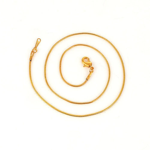 Image de Colliers de Chaînes en Cuivre Doré Chaîne Maille Serpent 41cm long, 1.3mm, 5 Pcs