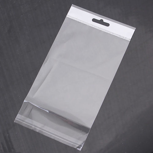 ABS シール接着ポリ袋 長方形 クリア色 (使用可能なスペース： 14.5cmx11.2cm) 21cm x 11.2cm、 200 個 の画像