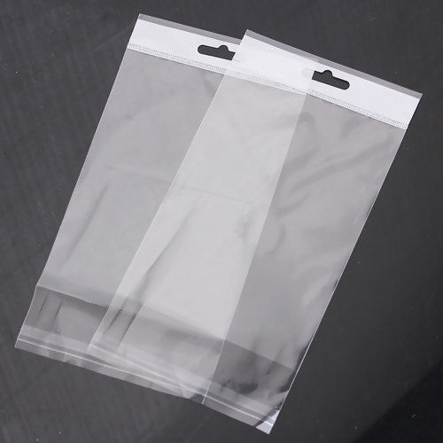 ABS シール接着ポリ袋 長方形 クリア色 (使用可能なスペース： 14.5cmx11.2cm) 21cm x 11.2cm、 200 個 の画像