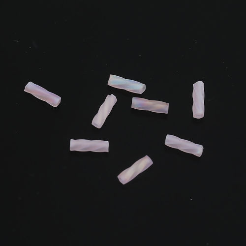 Imagen de (Japón Importación) Vidrio Cuentas Twisted Bugle Rosado AB Color Escarchado 6mm x 2mm, 0.8mm, 10 Gramos 33