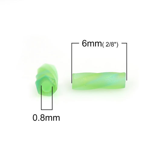 Imagen de (Japón Importación) Vidrio Cuentas Twisted Bugle Verde AB Color Escarchado 6mm x 2mm, 0.8mm, 10 Gramos 33
