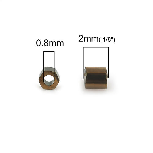 （日本輸入） ガラス シード ビーズ 六角 青銅色 メタリック 約 2mm x 2mm、 穴: 約 0.8mm、 10 グラム (約 85 個/グラム) の画像