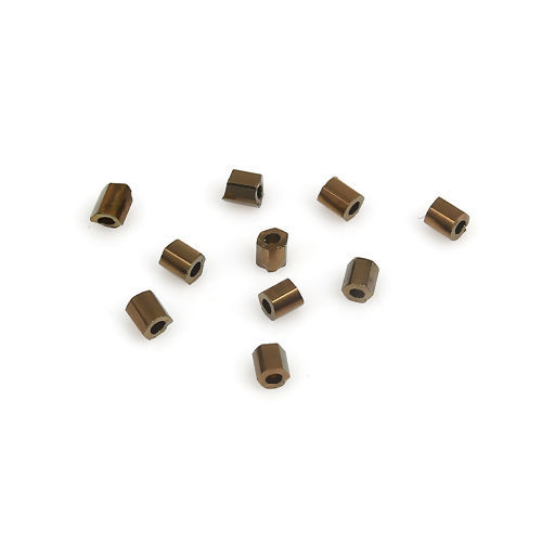 （日本輸入） ガラス シード ビーズ 六角 青銅色 メタリック 約 2mm x 2mm、 穴: 約 0.8mm、 10 グラム (約 85 個/グラム) の画像
