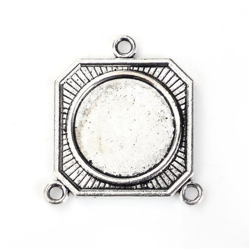 Imagen de Conectores Soporta a cabachones Zamak de Octágono , Plata Antigua Base Camafeo 22mm 37mm x 34mm, 10 Unidades
