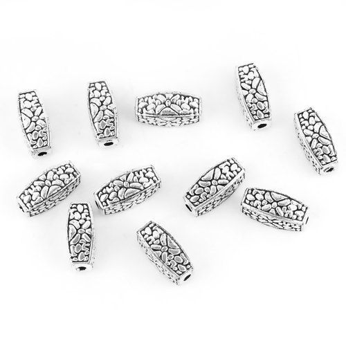 Bild von Zinklegierung Zwischenperlen Spacer Perlen Marquise Antiksilber 12mm x 5mm, Loch:ca. 1.5mm, 50 Stück