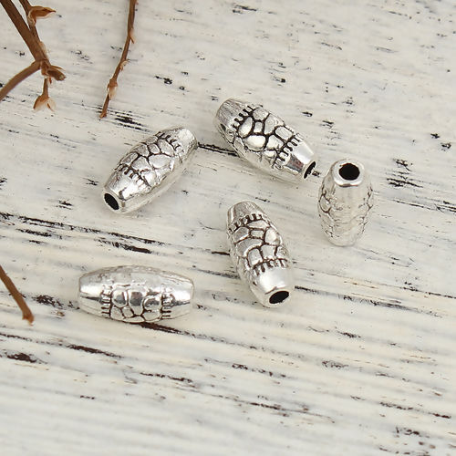 Bild von Zinklegierung Zwischenperlen Spacer Perlen Marquise Antiksilber 10mm x 5mm, Loch:ca. 1.6mm, 100 Stück