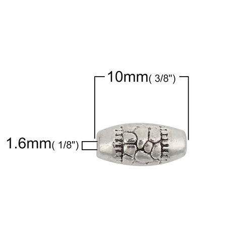 Bild von Zinklegierung Zwischenperlen Spacer Perlen Marquise Antiksilber 10mm x 5mm, Loch:ca. 1.6mm, 100 Stück