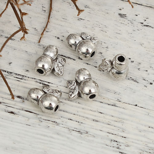 Bild von Zinklegierung Zwischenperlen Spacer Perlen Flaschenkürbis Antiksilber 11mm x 10mm, Loch:ca. 2.2mm, 50 Stück