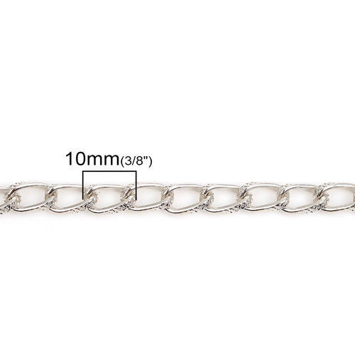 5 メートル アルミ ツイスト 喜平チェーン シルバートーン 10x5.5mm、 の画像