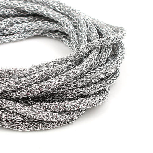 Image de Cordon Tressé en Polyester Argent 5mm, 5 Yards