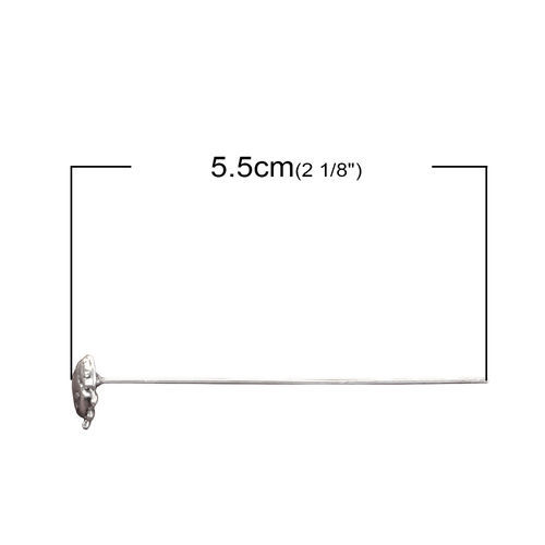 亜鉛合金 ハンドメイド/DIY 基礎金具 玉 ピン 銀古美 スカラベ 5.5cm長さ、 0.7mm、 （21号） 20 個 の画像
