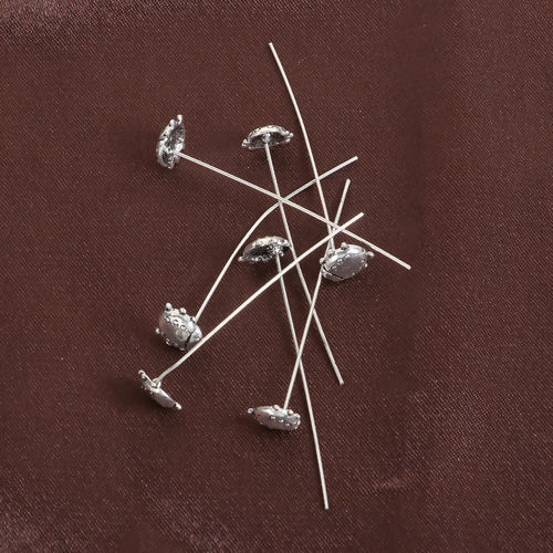 亜鉛合金 ハンドメイド/DIY 基礎金具 玉 ピン 銀古美 スカラベ 5.5cm長さ、 0.7mm、 （21号） 20 個 の画像